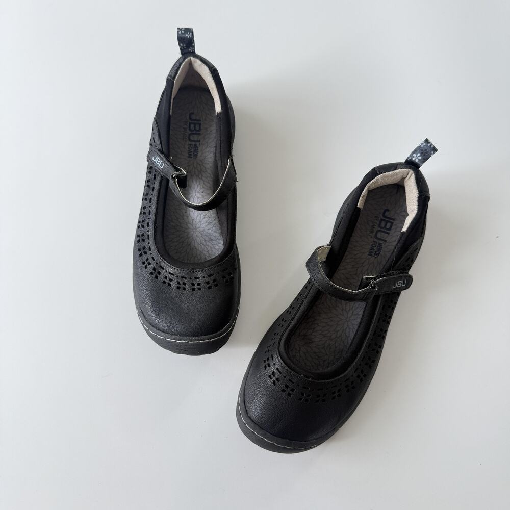 JBU Flat Shoes Womens Size 6.5 Black Mary Jane Memory Foam Walking Comfort